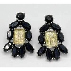 Lulu Frost Pierced Earrings With Black Rhinestones And Foil Rhinestones